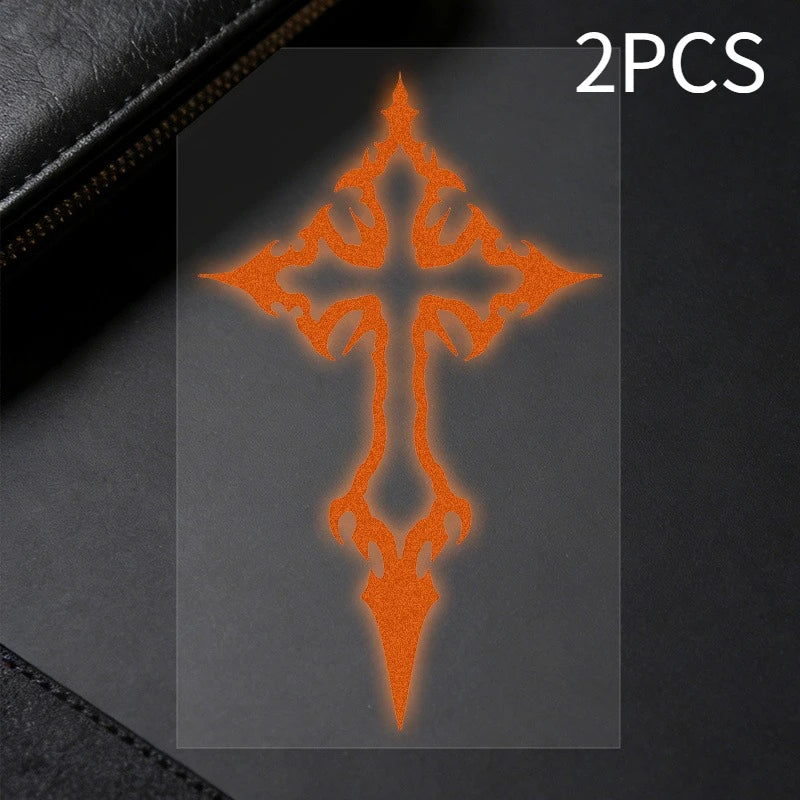 Tribal Cross Vinyl Decal Set – Waterproof Bike Stickers Holographic & Solid