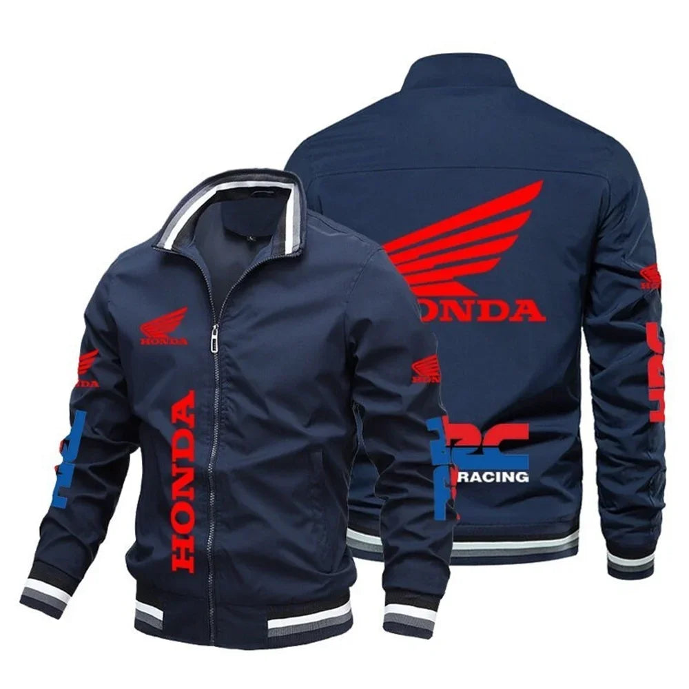 Motorcycle Pattern Bomber Jacket – Casual Sport Baseball Jacket for Men