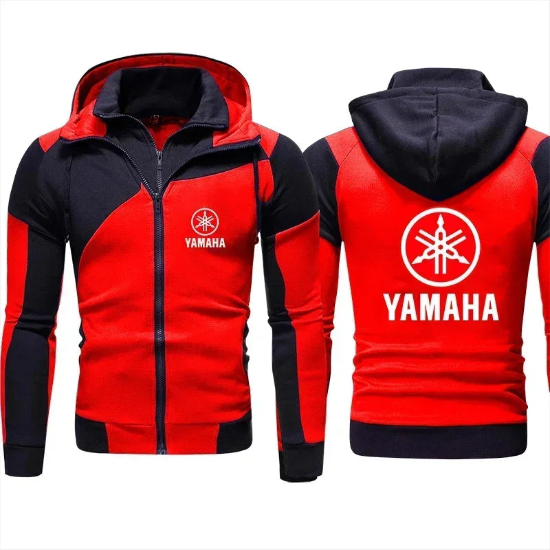 Motorcycle Racing Zip-Up Jacket | Men's Color-Block Moto Hoodie
