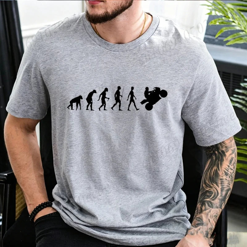 Motocross Graphic T-Shirt – Human Evolution Dirt Bike Rider, 11 Designs