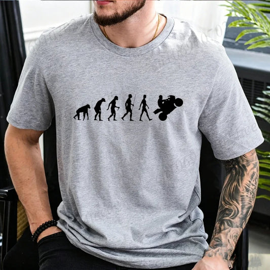 Motocross Graphic T-Shirt – Human Evolution Dirt Bike Rider, 11 Designs