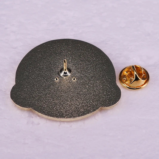Classic Chopper Motorcycle Brooch | Gold Round Biker Pin Badge