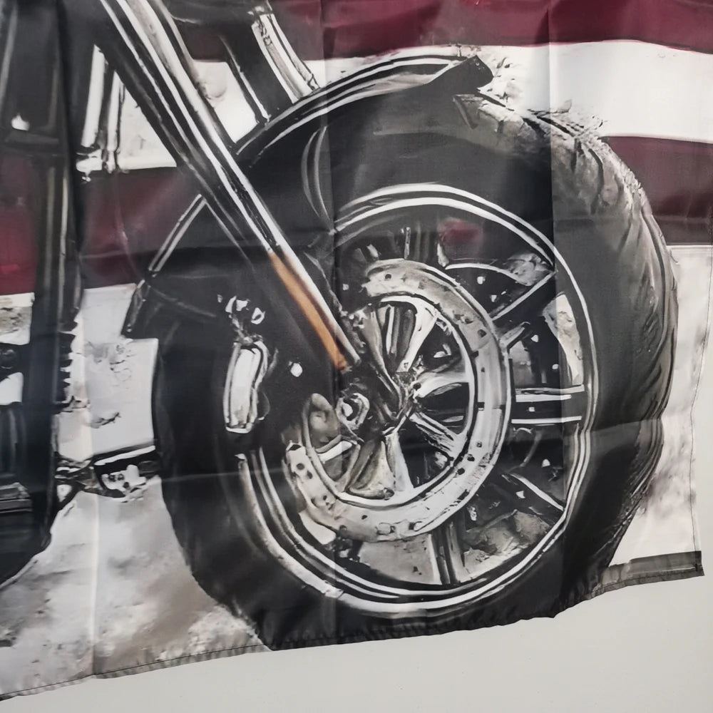 American Flag Motorcycle Banner – USA Stars & Stripes Polyester Flag for Outdoor & Garage