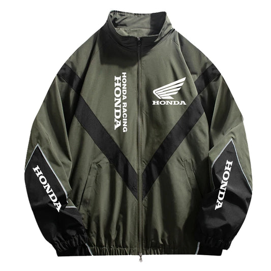 Men’s Patchwork Colorblock Moto Biker Jacket – Lightweight Zip-Up Windbreaker