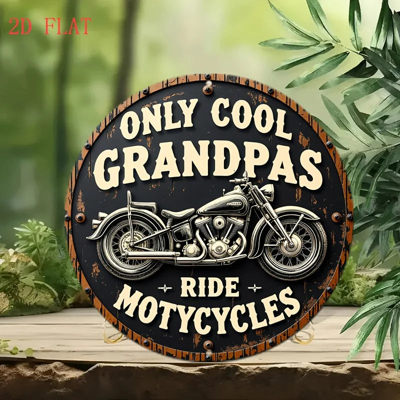 Nur coole Opas fahren Motorräder – Vintage-Metallschild für die Garage, 20 x 20 cm