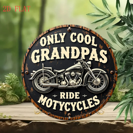 Only Cool Grandpas Ride Motorcycles – Vintage Metal Garage Sign 20x20cm