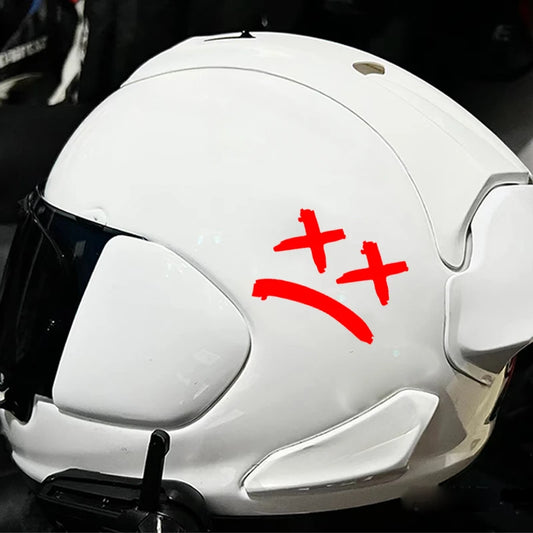 XX Eye Sad Face Motorcycle Helmet Sticker – Waterproof Vinyl Decal