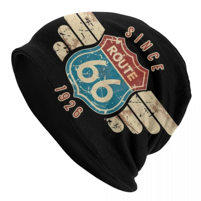 Route 66 Motorcycle Beanie Hat – Knitted Skull Cap for Riders