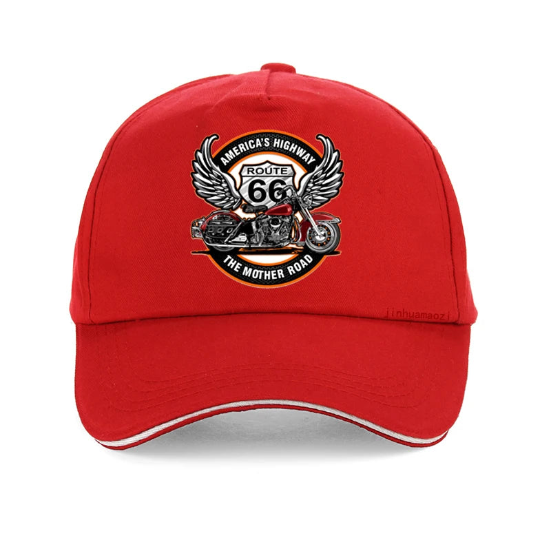 Route 66 Motorcycle Snapback Cap – Unisex Adjustable Baseball Hat