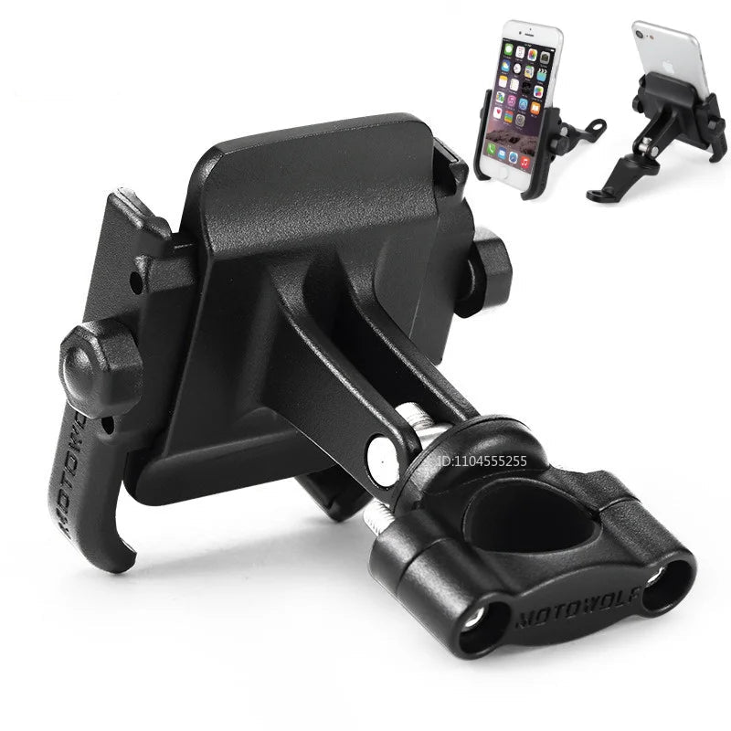 Universal Aluminum Alloy Motorcycle Phone Holder – Handlebar & Mirror Mount