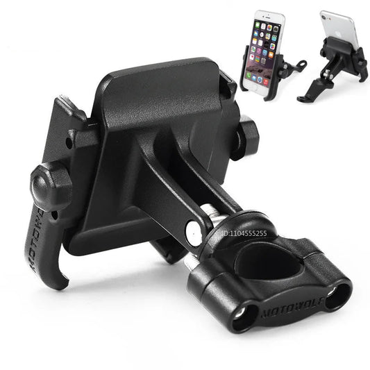 Universal Aluminum Alloy Motorcycle Phone Holder – Handlebar & Mirror Mount
