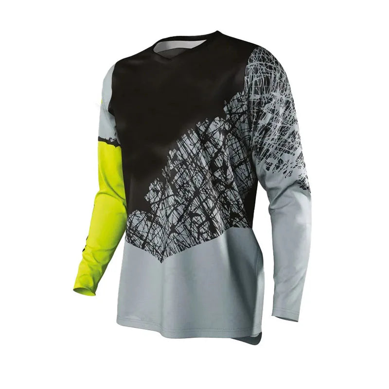 Maglia da motocross traspirante ad asciugatura rapida, maniche lunghe, unisex, da fuoristrada MX e ciclismo da gara