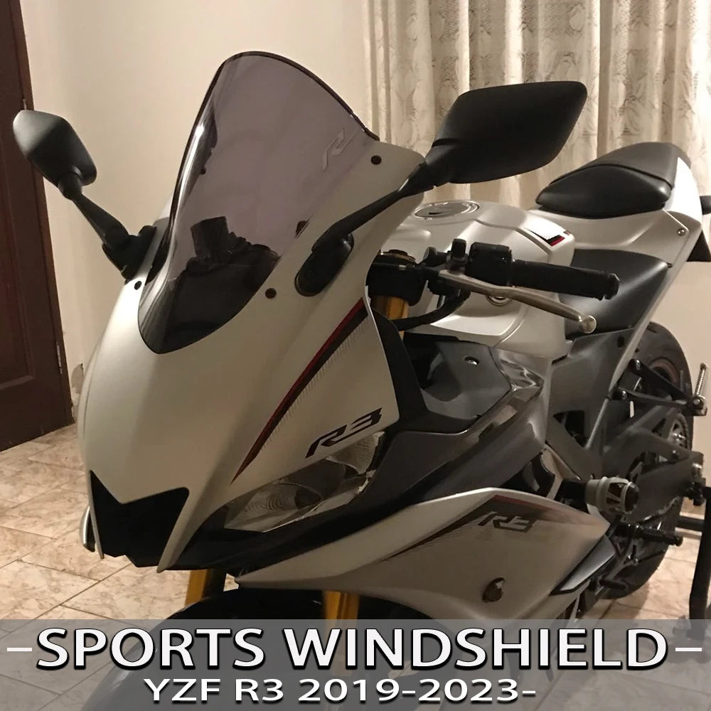 ヤマハ YZF R3 R25 2019–2023用ダブルバブルウインドスクリーン – スポーツPC製バイザー