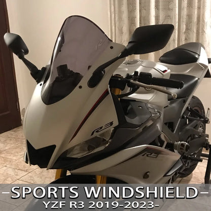 ヤマハ YZF R3 R25 2019–2023用ダブルバブルウインドスクリーン – スポーツPC製バイザー
