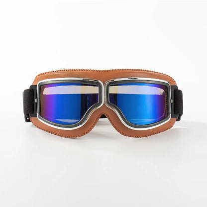 Retro Leather Motorcycle Goggles – Vintage Windproof Riding Glasses