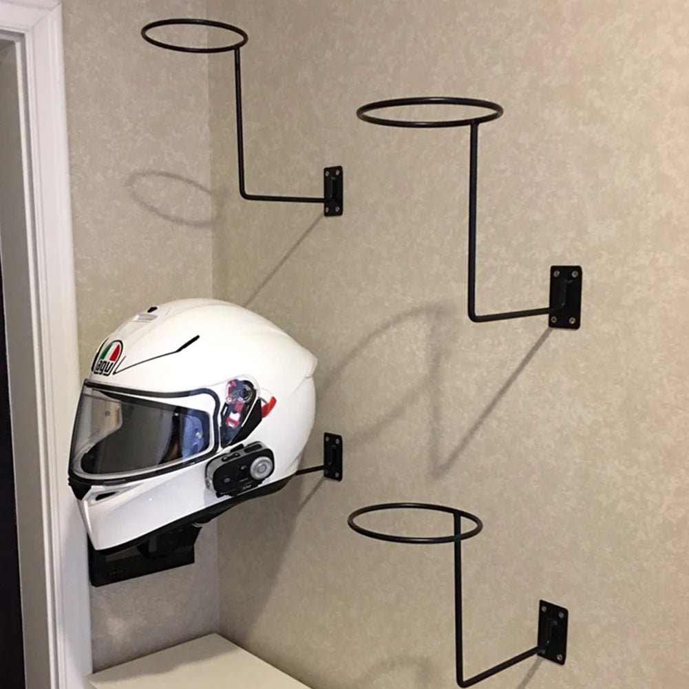 Metal Motorcycle Helmet Wall Stand – Anti-Corrosion Coated Hanger Rack