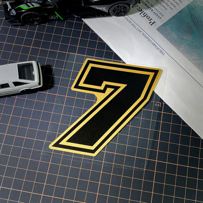 Gold Arabic Numeral Motorcycle Sticker – Vinyl Decal 10cm