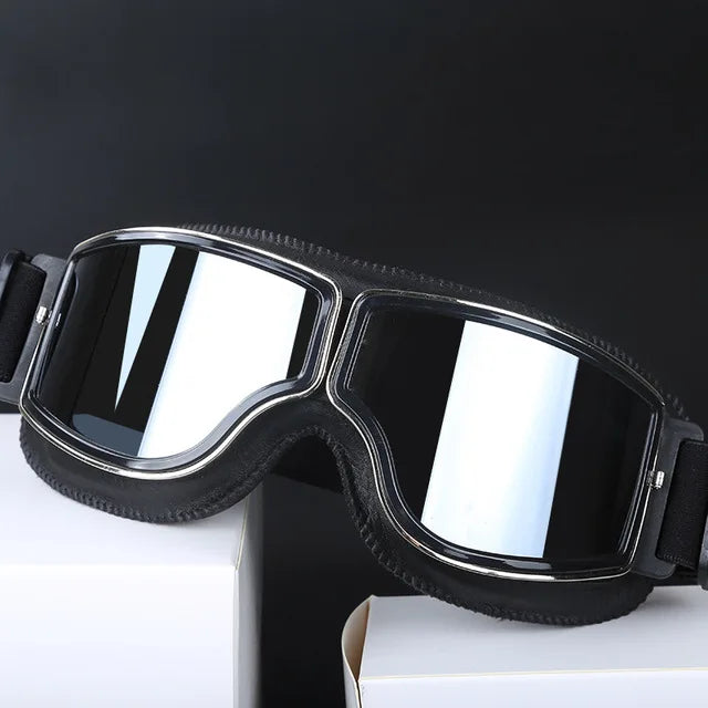 Retro Leather Motorcycle Goggles – Vintage Windproof Riding Glasses