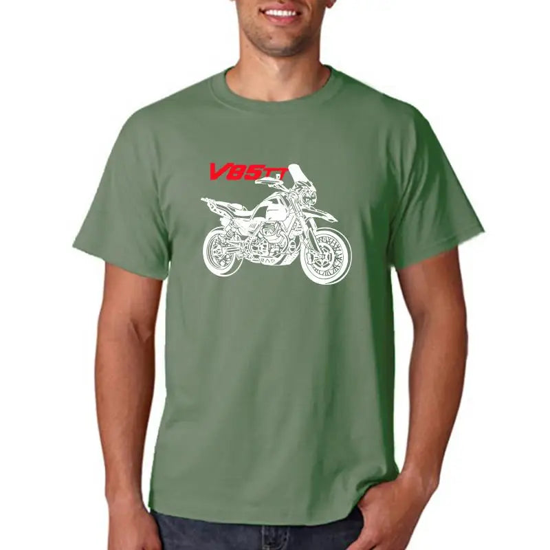 Men's Cotton Motorcycle T-Shirt — Graphic Biker Tee