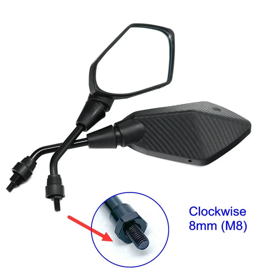 Carbon Fiber Convex Rearview Mirrors – Motorcycle Scooter E-Bike Pair