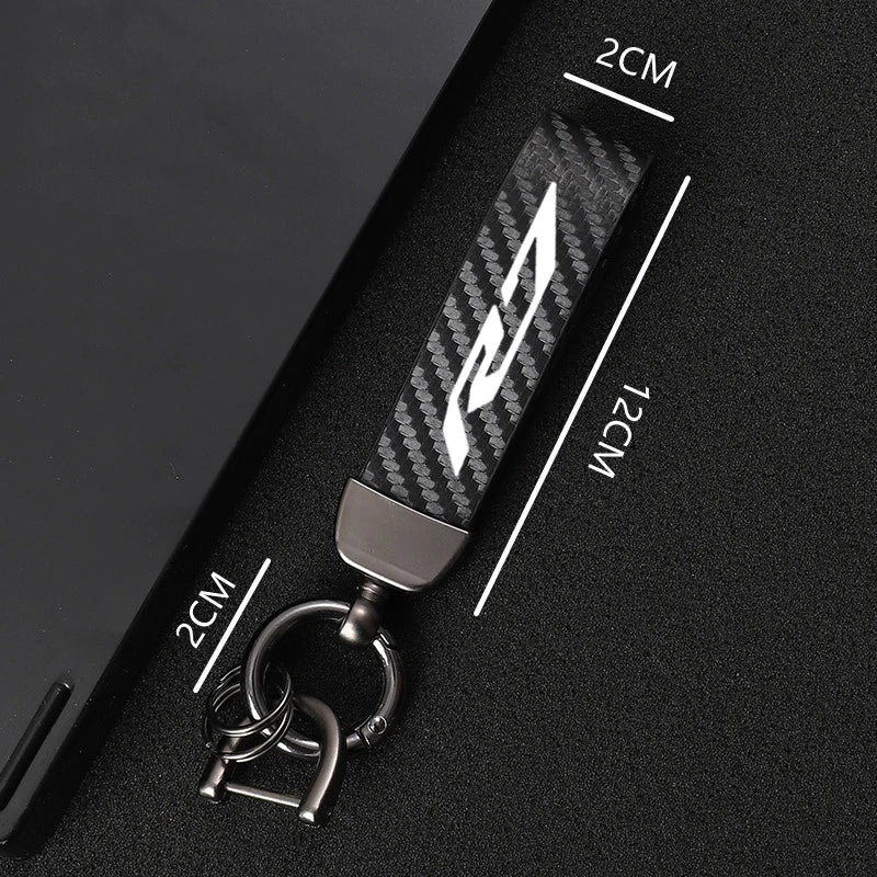 Carbon Fiber Motorcycle Keychain – Split Ring Pendant, 5 Colors