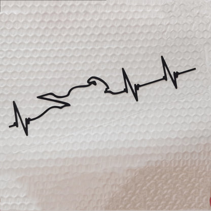 Motorcycle Heartbeat Line Sticker — Waterproof PVC, 16 Colors, Reflective Options