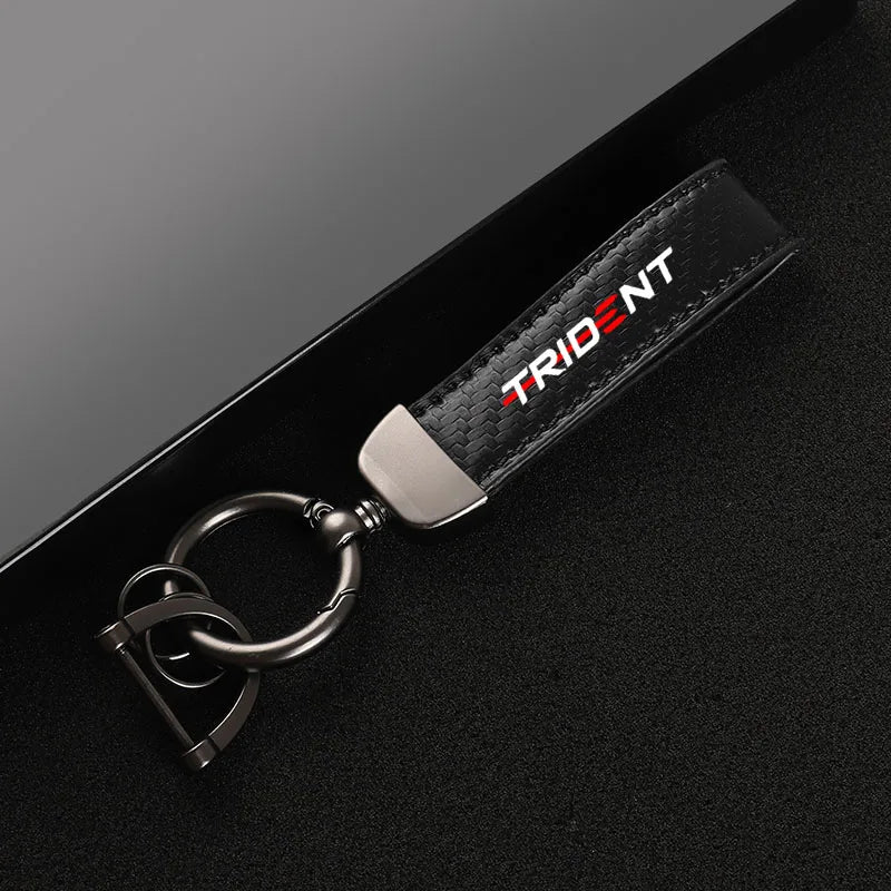 High-Grade Carbon Fiber Motorcycle Keychain – Leather Strap with D-Ring Clasp