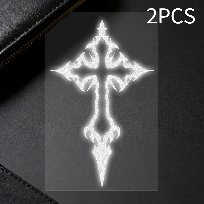 Tribal Cross Vinyl Decal Set – Waterproof Bike Stickers Holographic & Solid