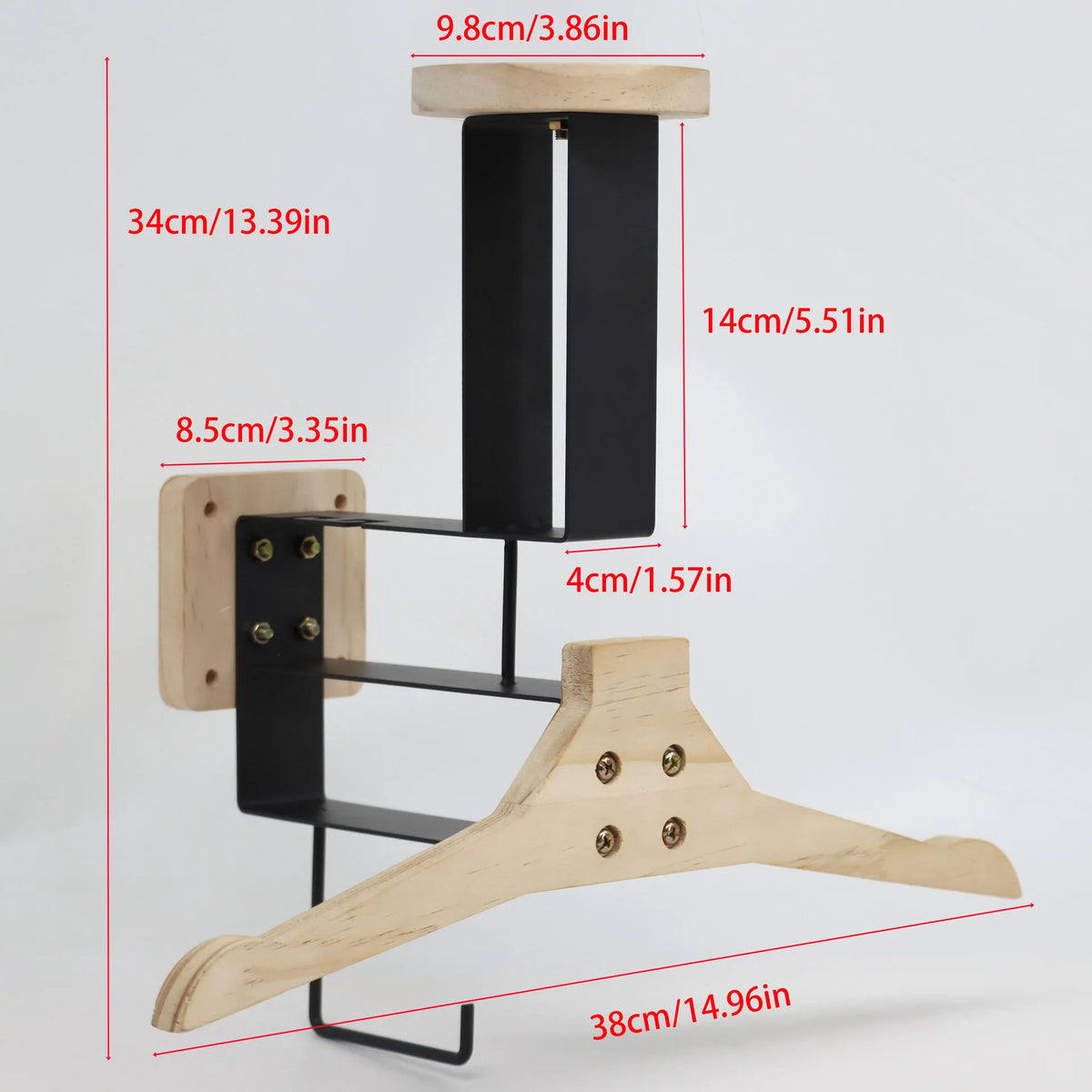 Wooden Motorcycle Helmet & Cap Hanger – Stainless Steel Wall Mount