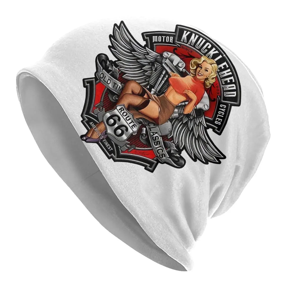 Route 66 Motorcycle Beanie Hat – Knitted Skull Cap for Riders