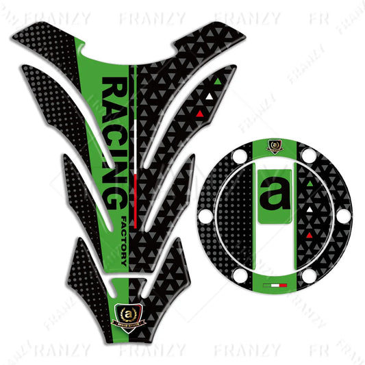 3D Motorcycle Fuel Tank Pad + Gas Cap Cover Set – Racing