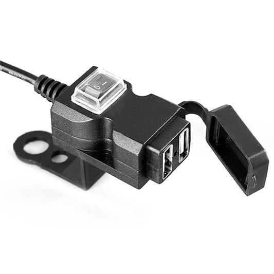Dual USB Motorcycle Charger – Waterproof Handlebar & Mirror Mount, 12V-24V