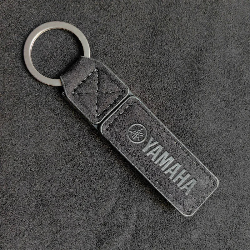 Suede & Leather Motorcycle Keychain – Zinc Alloy | Red & Black