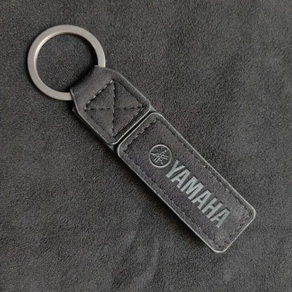 Suede & Leather Motorcycle Keychain – Zinc Alloy | Red & Black