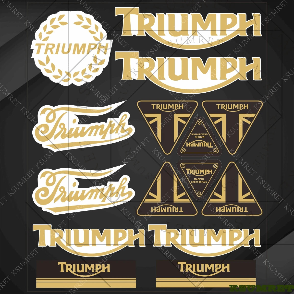 Vinyl Motorcycle Emblem Sticker Set – Reflective Decals for Tank & Helmet