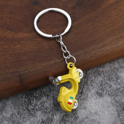 Mini Scooter Keychain – Vintage 3D Metal Moped Key Ring