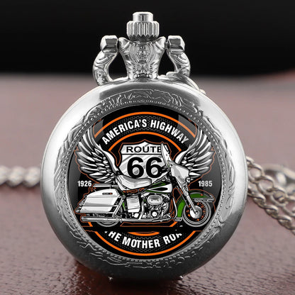 Motorcycle Dome Glass Pocket Watch — Vintage Necklace Chain