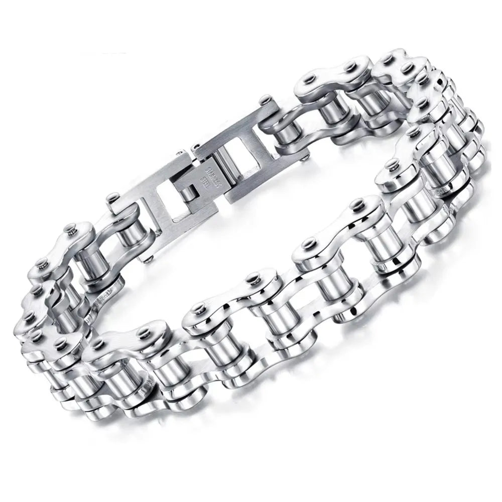 Motorcycle Chain Bracelet – Stainless Steel Biker Link Wristband