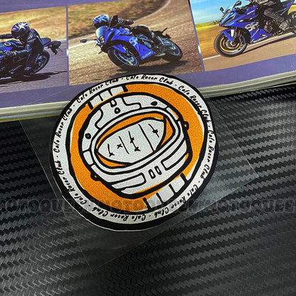 Cafe Racer Vintage Motorcycle Skull Sticker – Reflective PVC Decal for Helmet, Fuel Tank & Fender