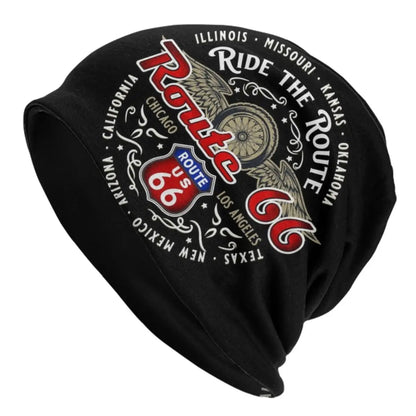 Route 66 Motorcycle Beanie Hat – Knitted Skull Cap for Riders
