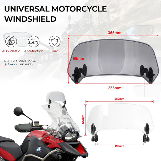 Universal Motorcycle Windshield Extension – Clamp-On Spoiler Deflector
