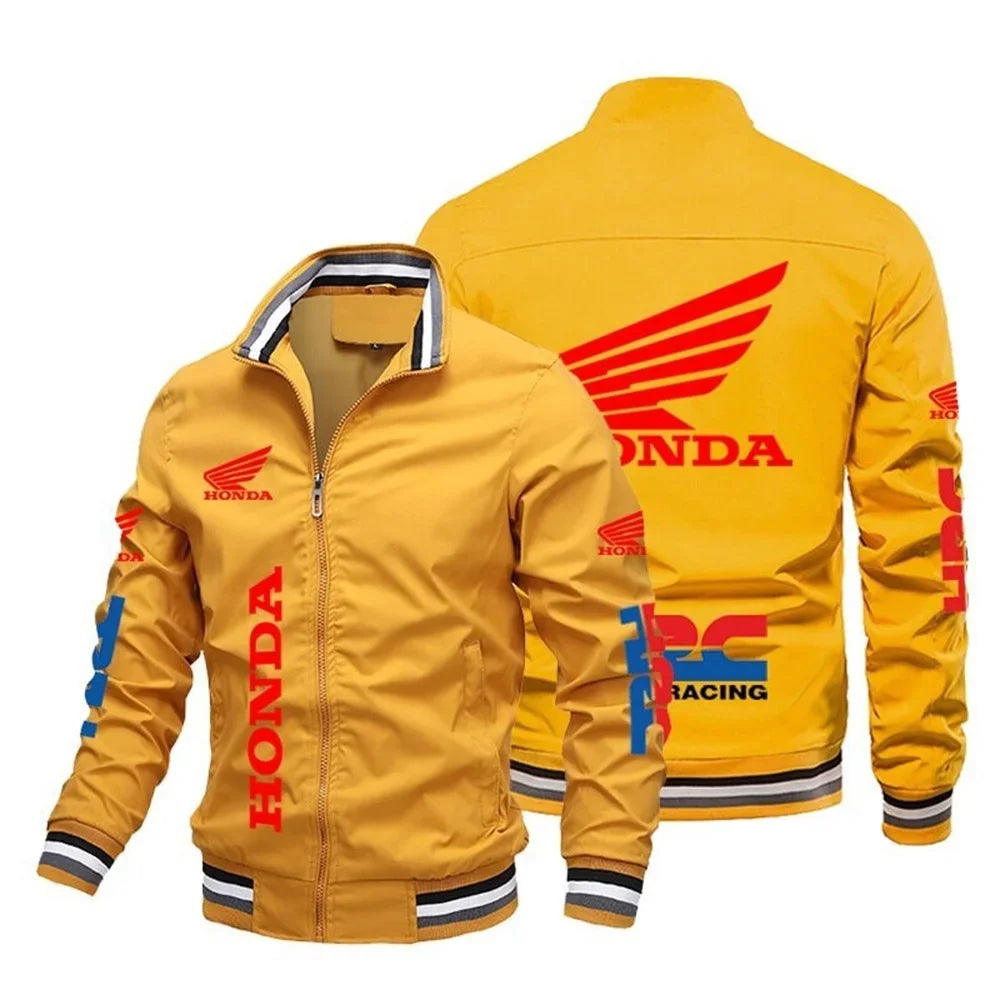 Motorcycle Pattern Bomber Jacket – Casual Sport Baseball Jacket for Men