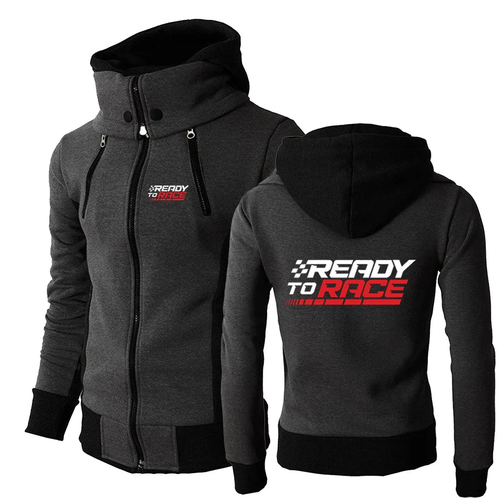 Motocross Zip Hoodie – Tri-Color Cotton Rider Jacket for Spring & Autumn