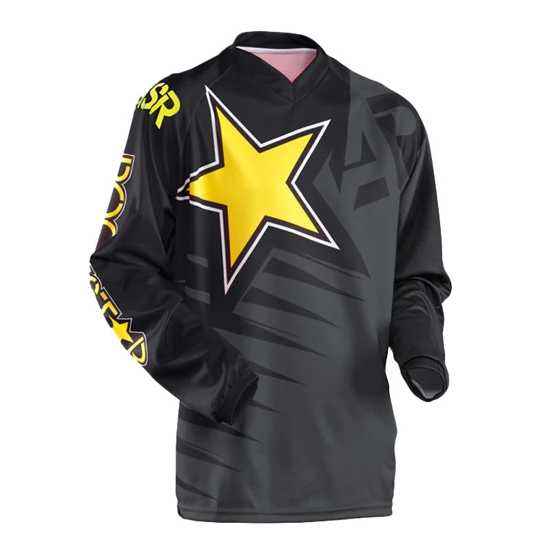 Maglia da motocross traspirante ad asciugatura rapida, maniche lunghe, unisex, da fuoristrada MX e ciclismo da gara