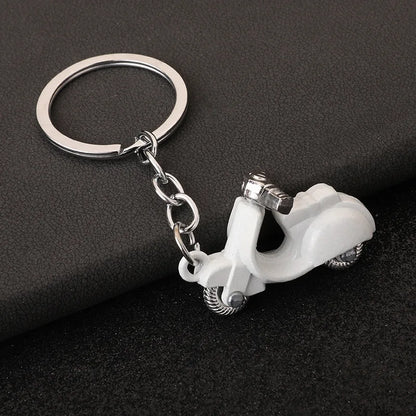 Mini Scooter Keychain – Vintage 3D Metal Moped Key Ring