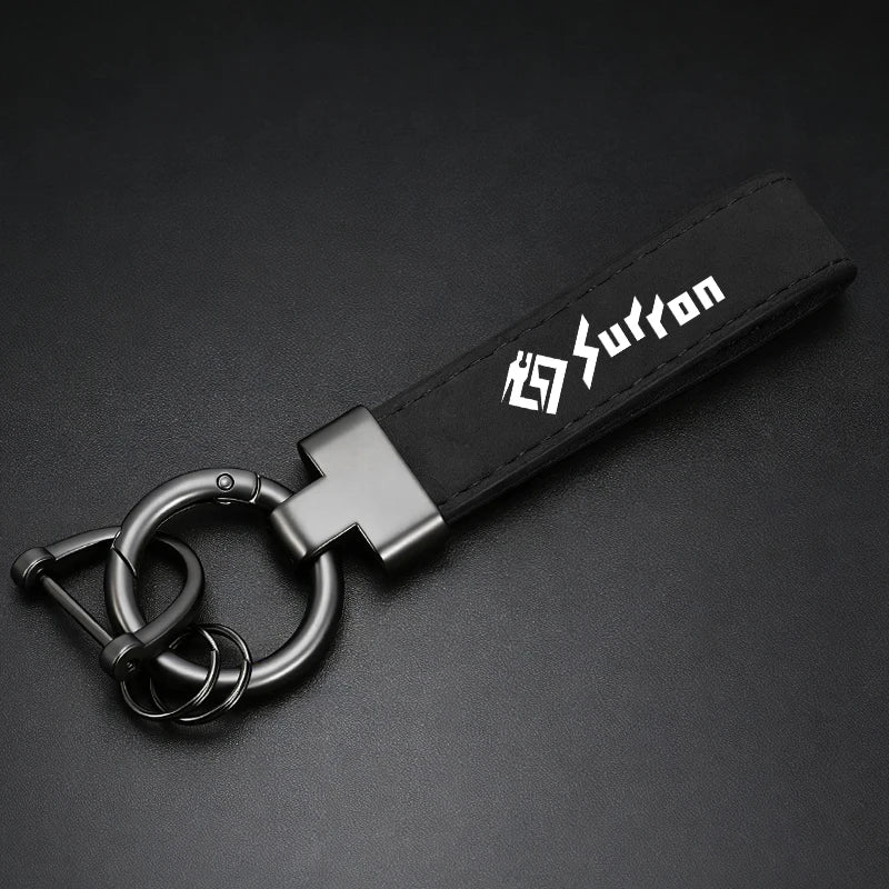 Leather Suede Motorcycle Keychain – Multi-Ring Key Organizer
