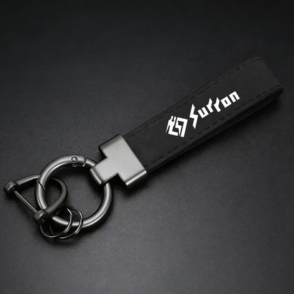 Leather Suede Motorcycle Keychain – Multi-Ring Key Organizer