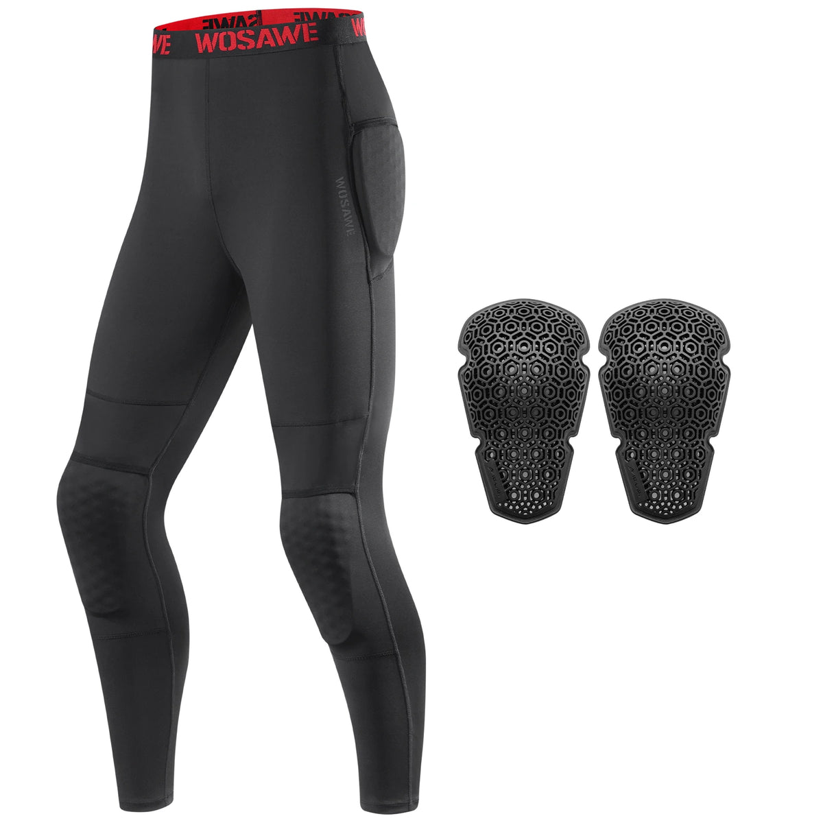 Moto Base Layer Compression Pants with Removable Knee & Hip Pads