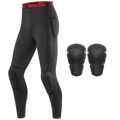 Moto Base Layer Compression Pants with Removable Knee & Hip Pads