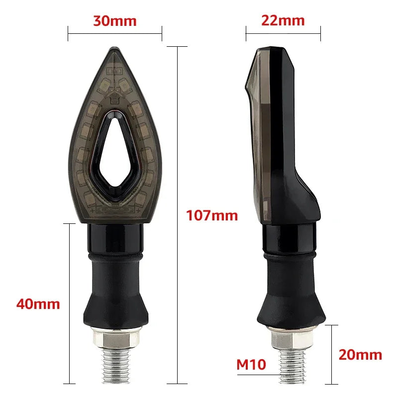 汎用12V LEDブレードウインカー – アンバーSMDインジケーター、10mmステム、2個セット